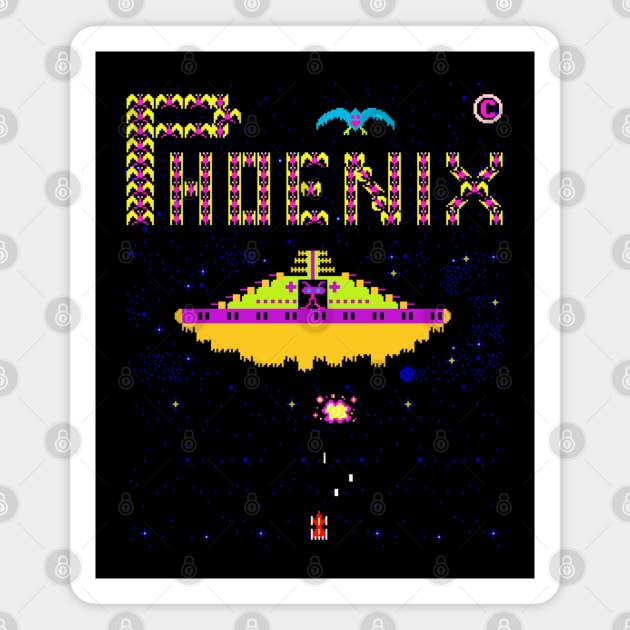 Mod.2 Arcade Phoenix Space Invader Video Game Magnet by parashop